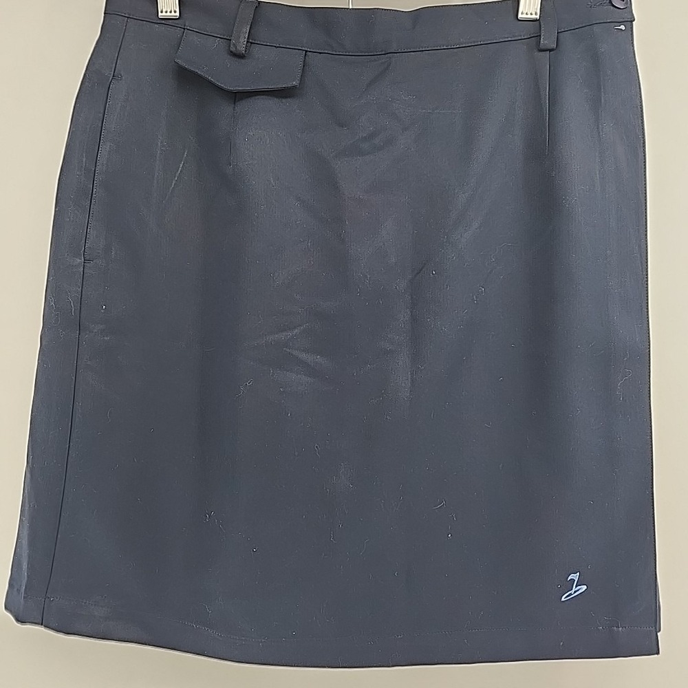 LIZ GOLF Claiborne Skort Navy Blue Flat Front High Rise A Line Stretch Size 14